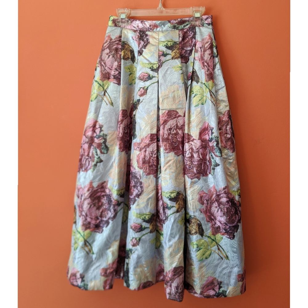 Floral Vintage Print Midi Pleated Skirt Asos